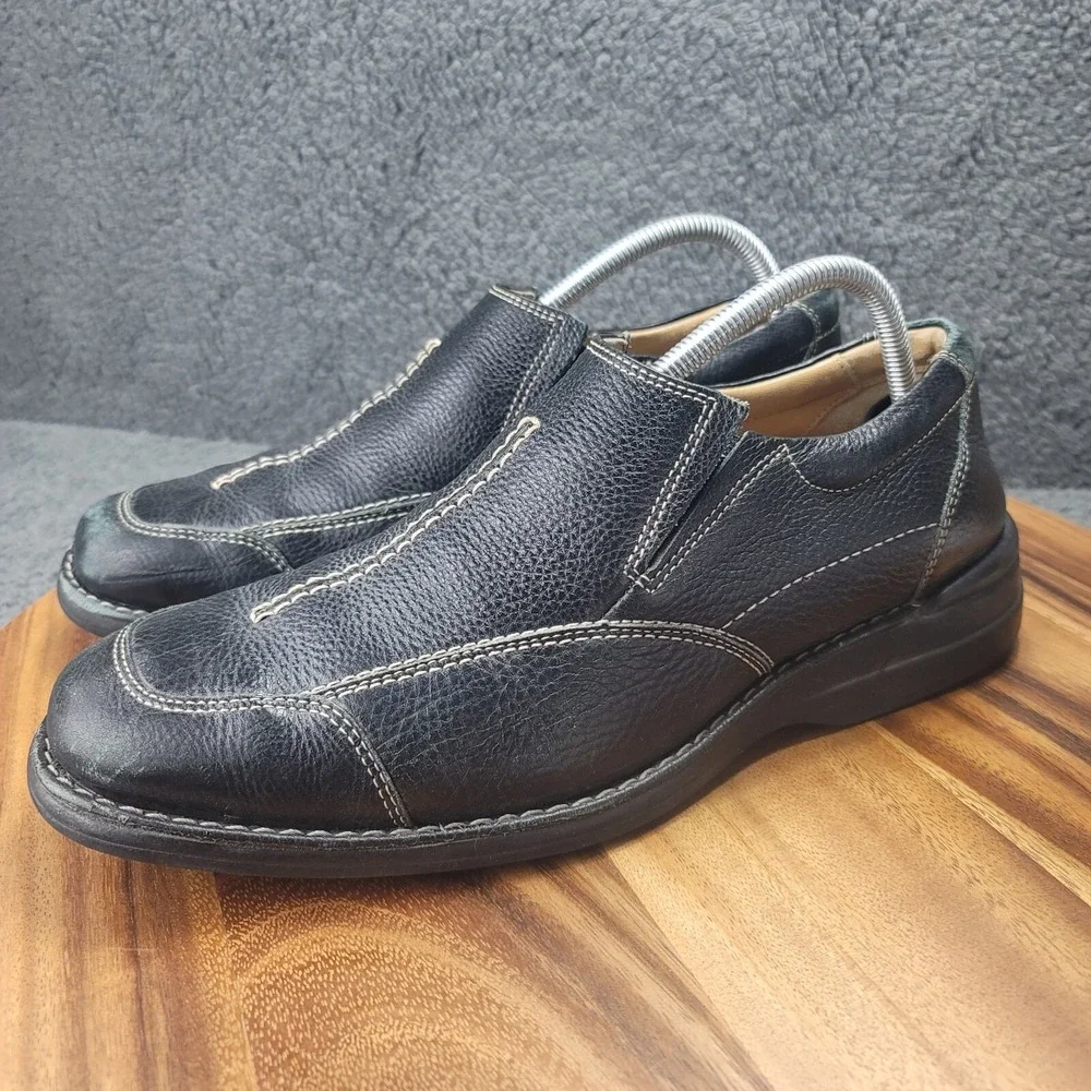 Johnston & Murphy Loafers Black‎ Leather Mens Size 10.5 M Sheepskin Shoes